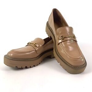 Sam Edelman Laurs Lug Sole Loafers Womens Sz 10.5 Maple Sugar Leather Chunky SEE